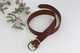 Italian Leather Plain Belt with Full Buckle